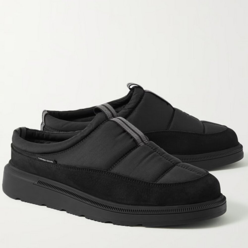 CANADA GOOSE Crofton Suede-Trimmed Quilted Nylon Mules 🇨🇦